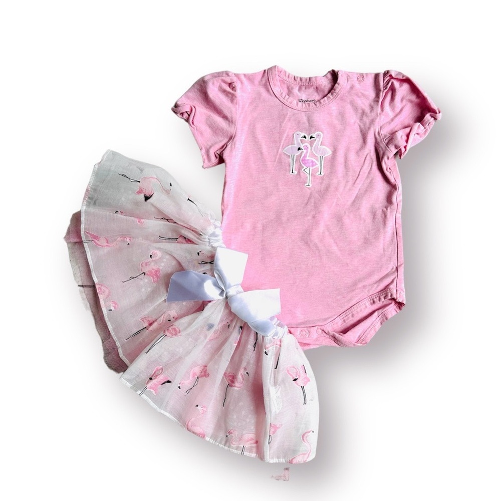 EUC Stephan Baby Flamingo 🦩 Tulle Skirt Set
Size 6-12 Months